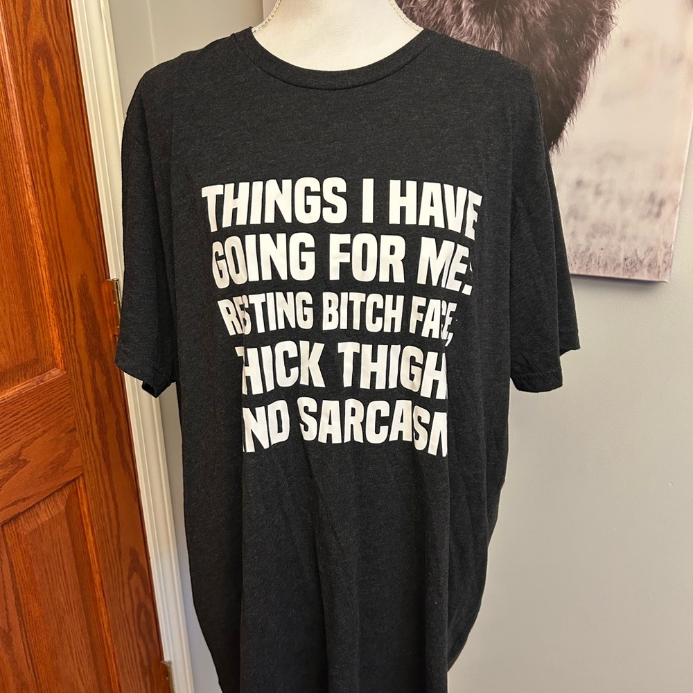 Black Graphic T-Shirt with Bold White Text